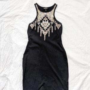 Express black dress with sequins - size S